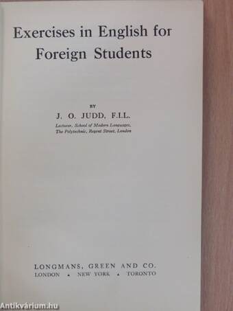 Exercises in English for Foreign Students