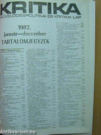 Kritika 1982. január-december
