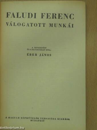 Faludi Ferenc válogatott munkái