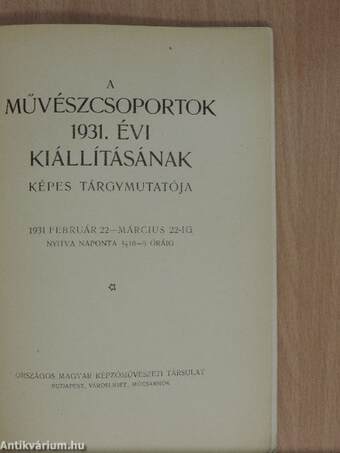 A művészcsoportok 1931. évi kiállításának képes tárgymutatója