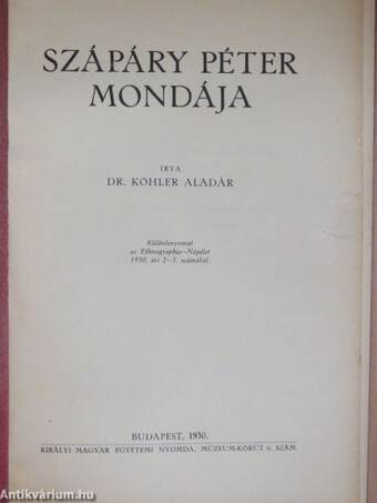 Szápáry Péter mondája