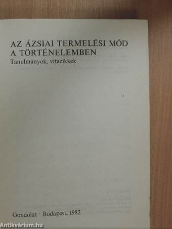 Az ázsiai termelési mód a történelemben