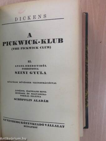 A Pickwick-Klub I-IV.