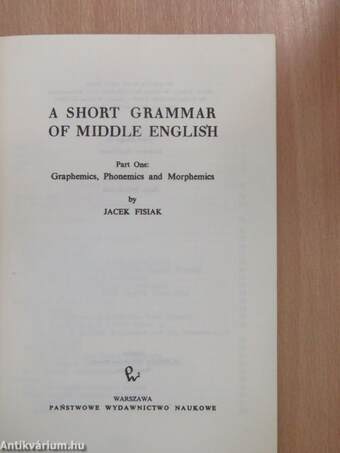 A Short Grammar of Middle English I.