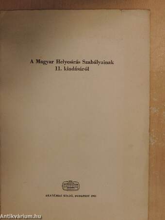 A magyar helyesírás szabályainak 11. kiadásáról