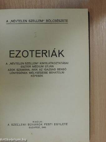 Ezoteriák I-II.