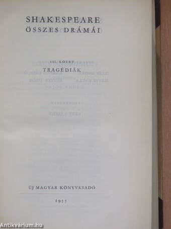 Shakespeare összes drámái III.