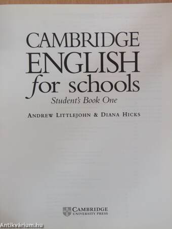 Cambridge English for Schools - Student's Book One