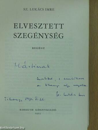 Elvesztett szegénység (dedikált példány)