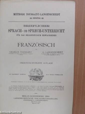 Methode Toussaint-Langenscheidt - Original Französisch - 1-36.