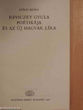 Reviczky Gyula poétikája és az új magyar líra