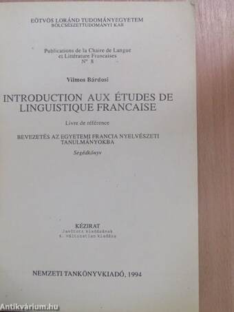 Introduction aux études de linguistique francaise