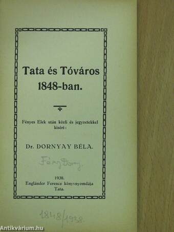 Tata és Tóváros 1848-ban