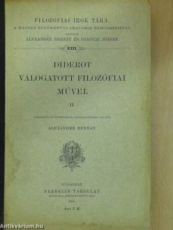 Diderot válogatott filozófiai művei II. (töredék)