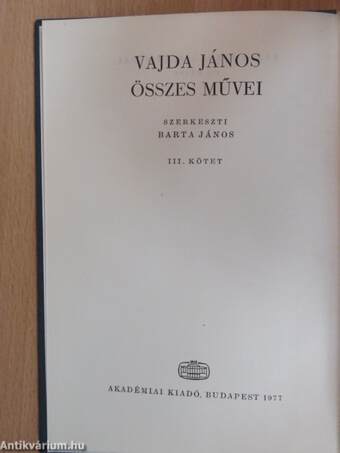 Vajda János összes művei III.