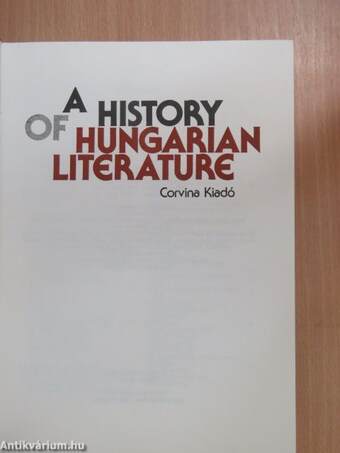 A History of Hungarian Literature