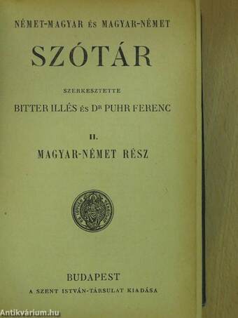 Német-magyar és magyar-német szótár II.