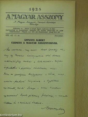 A Magyar Asszony 1928. november