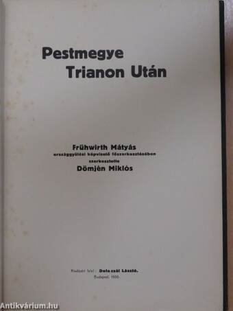 Pestmegye Trianon után I-II.