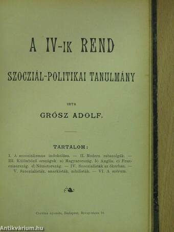 A franczia forradalom története/Korunk rabszolgasága/A IV-ik rend