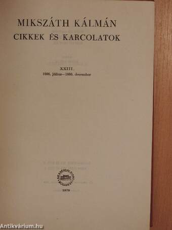 Cikkek és karcolatok XXIII.