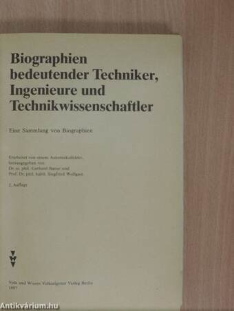 Biographien bedeutender Techniker, Ingenieure und Technikwissenschaftler