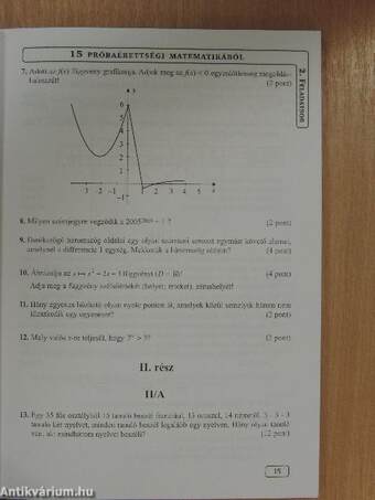 15 próbaérettségi matematikából