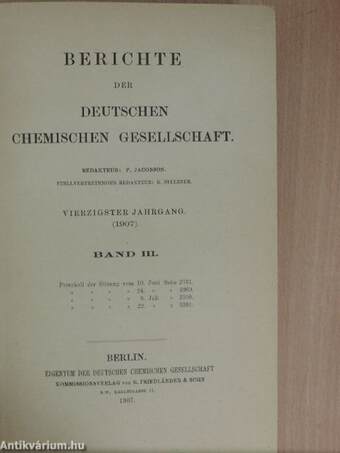 Berichte der Deutschen Chemischen Gesellschaft 1907/III-IV. (nem teljes évfolyam)