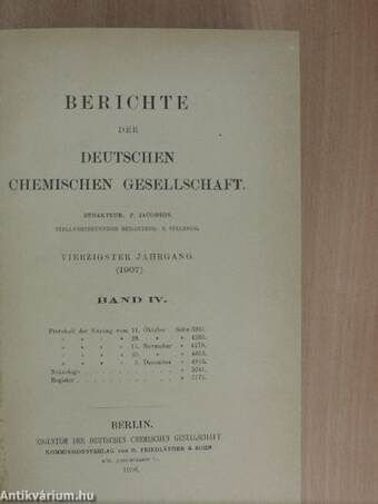 Berichte der Deutschen Chemischen Gesellschaft 1907/III-IV. (nem teljes évfolyam)