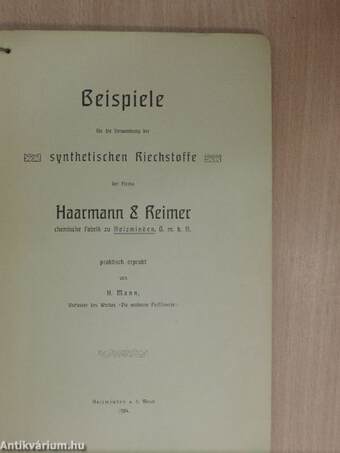 Beispiele für die Verwendung der synthetischen Riechstoffe der Firma Haarmann & Reimer