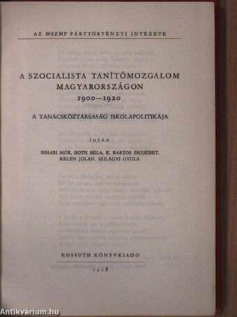 A szocialista tanítómozgalom Magyarországon 1900-1920