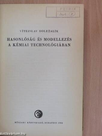 Hasonlóság és modellezés a kémiai technológiában