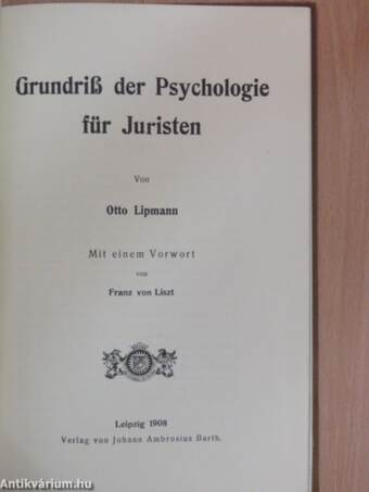 Grundriß der Psychologie für Juristen