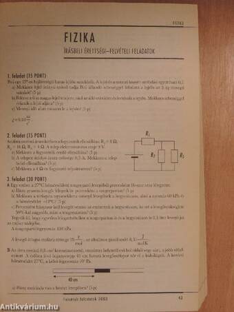 Felsőoktatási felvételi feladatok és vizsgakövetelmények 2004