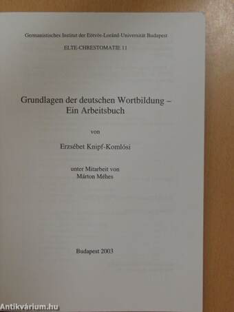 Grundlagen der deutschen Wortbildung - Ein Arbeitsbuch