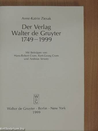 Der Verlag Walter de Gruyter