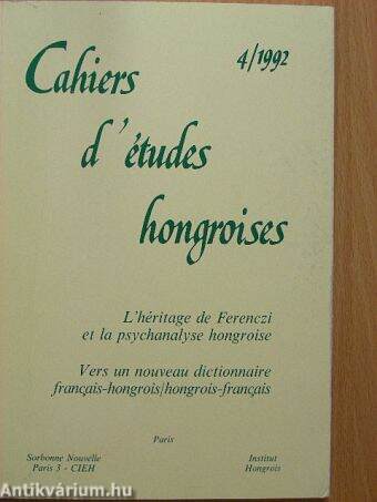 Cahiers d'études hongroises 4/1992