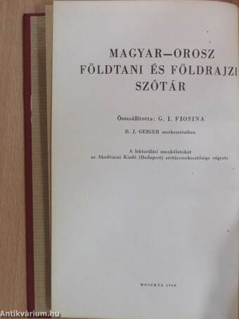 Magyar-orosz földtani és földrajzi szótár