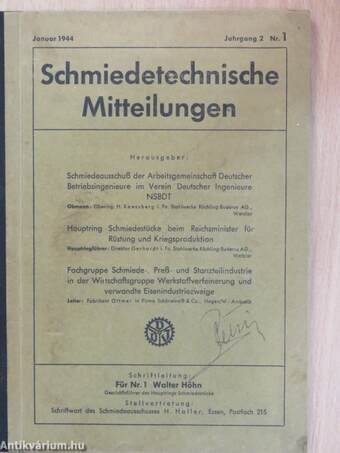 Schmiedetechnische Mitteilungen Januar 1944