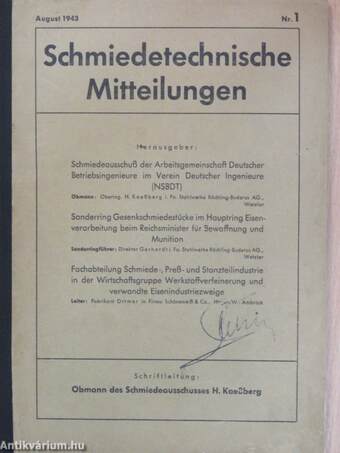 Schmiedetechnische Mitteilungen August 1943