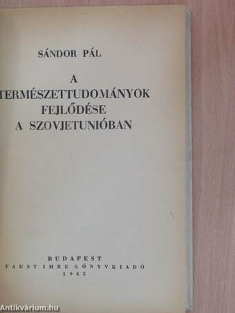 A természettudományok fejlődése a Szovjetunióban