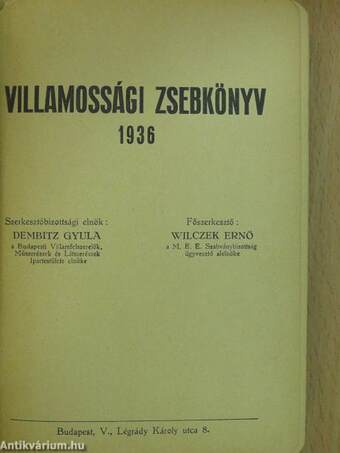 Villamossági zsebkönyv 1936