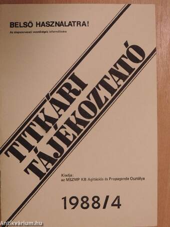 Titkári tájékoztató 1988/4.