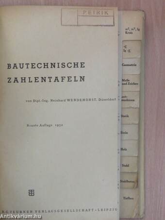 Bautechnische zahlentafeln