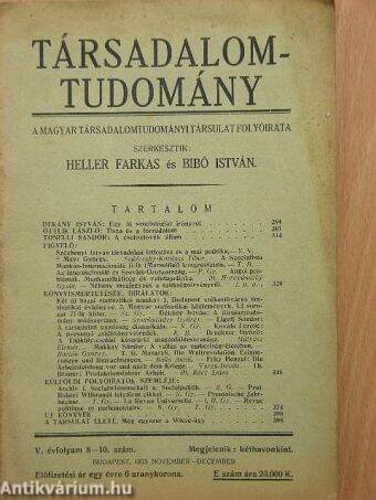Társadalomtudomány 1925. november-december