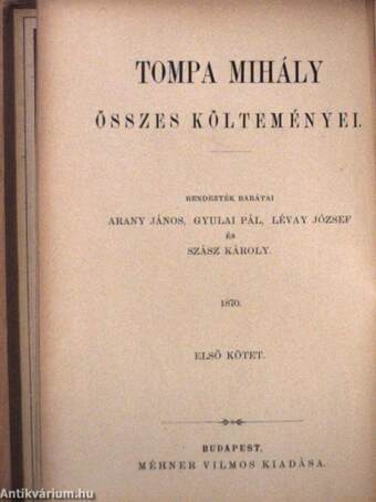 Tompa Mihály összes költeményei 1-4.