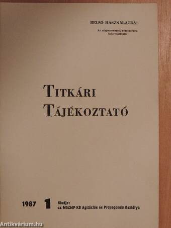 Titkári tájékoztató 1987/1.