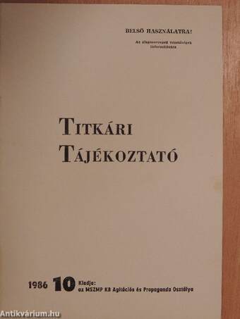 Titkári tájékoztató 1986/10.