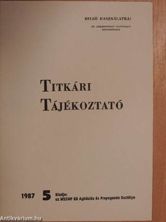 Titkári tájékoztató 1987/5.