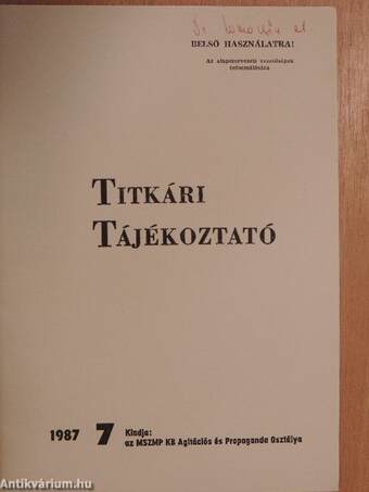 Titkári tájékoztató 1987/7.